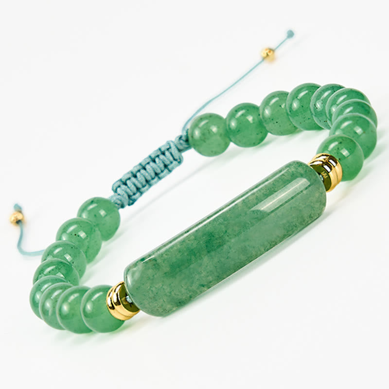 Buddha Stones Armband für positive Transformation aus Amethystgrünem Aventurin, Tigerauge und Erdbeerquarz - Grüner Aventurin (Handgelenkumfang 14-18 cm) - image 0