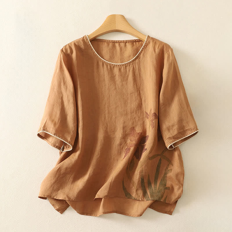 Buddha Stones Sommerliche Kurzarm-T-Shirts für Damen mit Blumenmuster - Peru - US8-10, UK/AU12-14, EU40-42 (2XL) - image 5