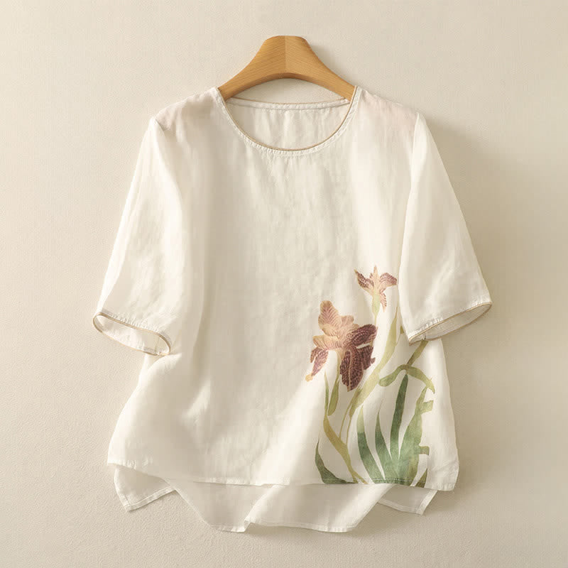 Buddha Stones Sommerliche Kurzarm-T-Shirts für Damen mit Blumenmuster - Weiß - US8-10, UK/AU12-14, EU40-42 (2XL) - image 15