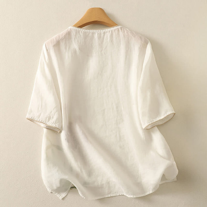 Buddha Stones Sommerliche Kurzarm-T-Shirts für Damen mit Blumenmuster - image 16