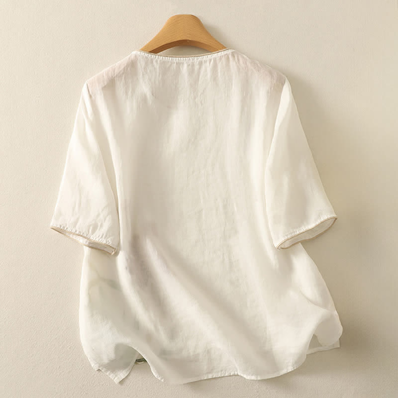 Buddha Stones Sommerliche Kurzarm-T-Shirts für Damen mit Blumenmuster - image 16