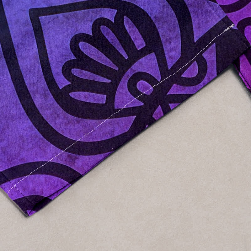 Buddha Stones Damenhose aus reiner Baumwolle mit Mandala-Muster und Farbverlauf, elastischem Bund und Taschen - image 1