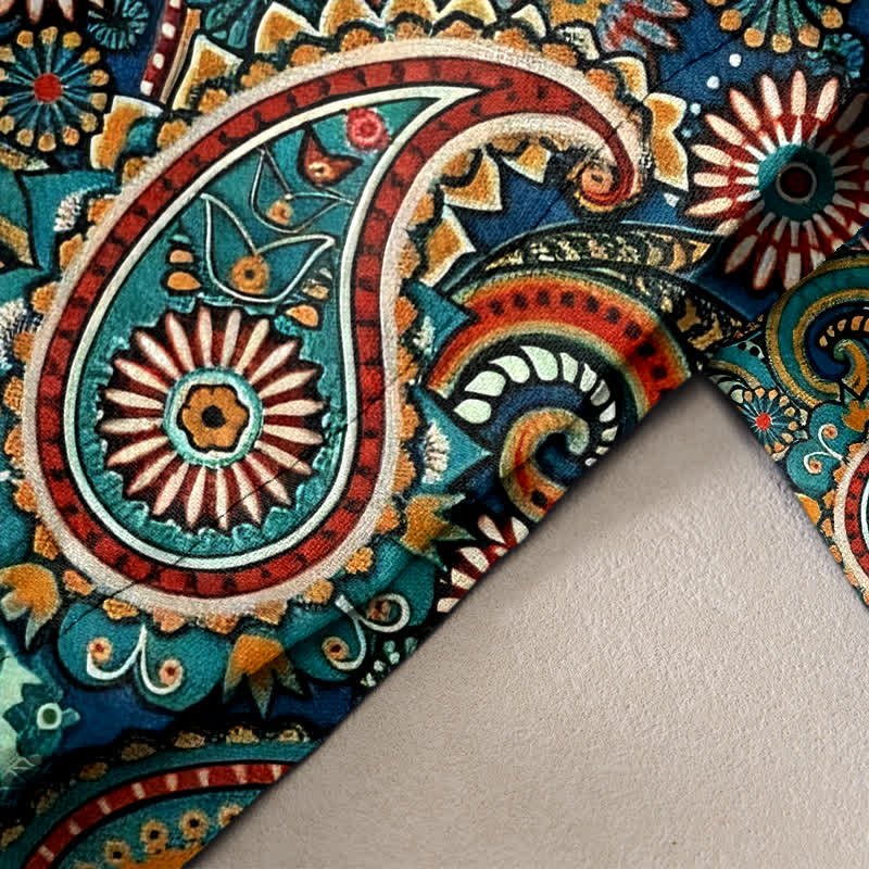 Buddha Stones Damenhose aus reiner Baumwolle mit Paisley-Blumenmuster, elastischem Bund und Taschen - image 2