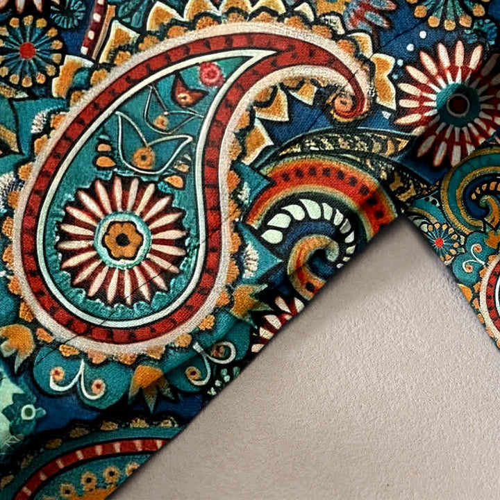 Buddha Stones Damenhose aus reiner Baumwolle mit Paisley-Blumenmuster, elastischem Bund und Taschen - image 2