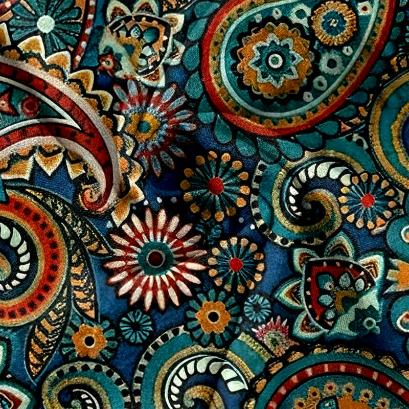 Buddha Stones Damenhose aus reiner Baumwolle mit Paisley-Blumenmuster, elastischem Bund und Taschen - image 3