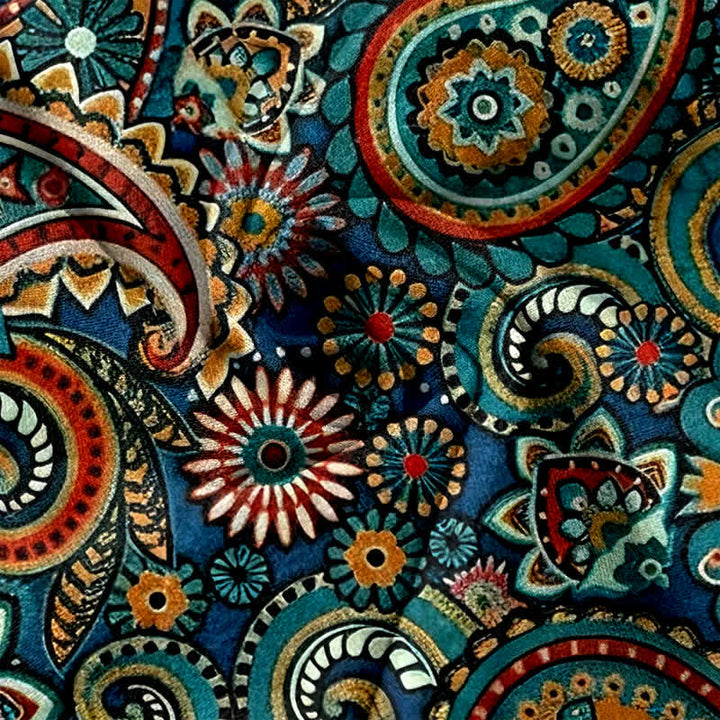 Buddha Stones Damenhose aus reiner Baumwolle mit Paisley-Blumenmuster, elastischem Bund und Taschen - image 3
