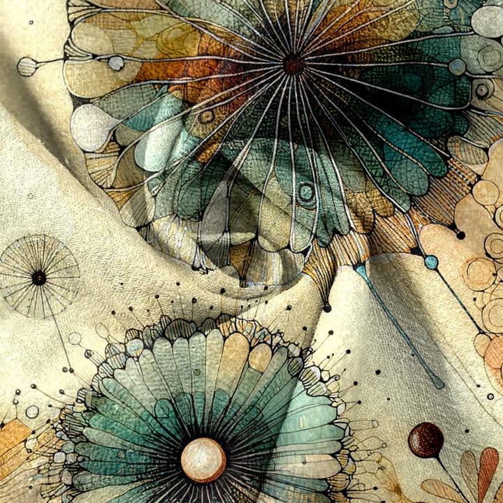 Buddha Stones Damenhose aus reiner Baumwolle mit Aquarell-Mandala-Blumenmuster, elastischem Bund und Taschen - image 2