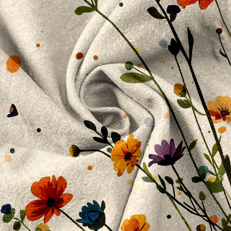 Buddha Stones Damenhose aus reiner Baumwolle mit böhmischem Blumen- und Schmetterlingsmuster, elastischem Bund und Taschen - image 2