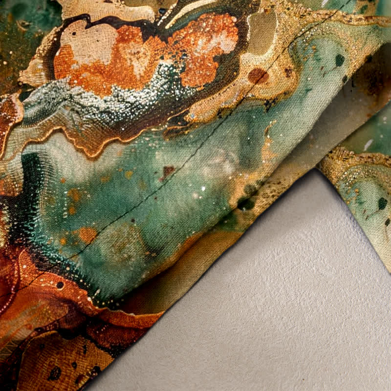 Buddha Stones Damen-Hose aus Baumwolle mit Marmor-Wellenmuster, elastischem Bund und Taschen - image 2