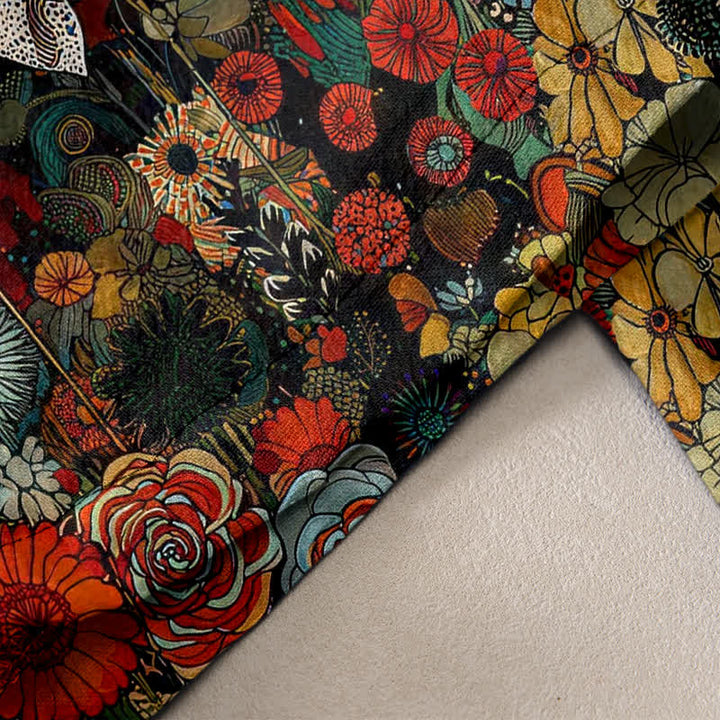Buddha Stones Damenhose aus reiner Baumwolle mit böhmischem Blumen- und Pferdemuster, elastischem Bund und Taschen - image 2