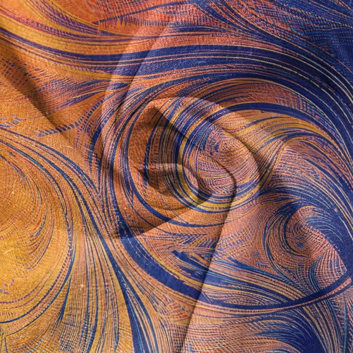 Buddha Stones Damenhose aus reiner Baumwolle mit Sonnenuntergangs-Wirbelmuster, elastischem Bund und Taschen - image 3