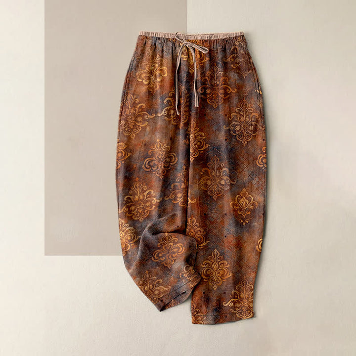 Buddha Stones Vintage-Damenhose mit Damastmuster, elastischem Bund und Taschen - Sienna - US16, UK/AU20, EU48 (3XL) - image 5