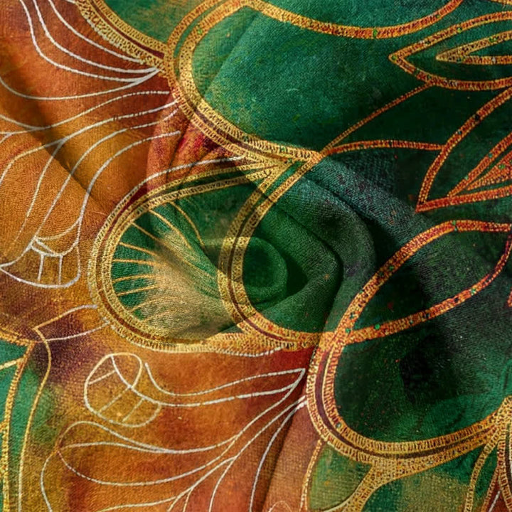 Buddha Stones Damenhose aus reiner Baumwolle mit goldenem Mandala-Muster, elastischem Bund und Taschen - image 4