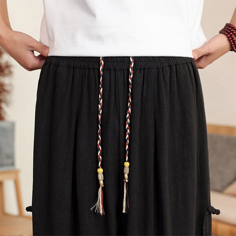 Buddha Stones Sommerliche Herrenhose mit elastischem Bund, weitem Bein und Taschen - image 18