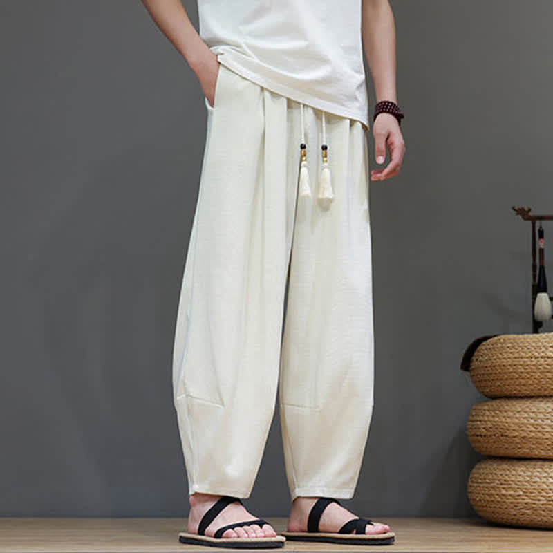 Buddha Stones Sommerliche Herren-Haremshose mit Kordelzug, elastischem Bund und Taschen - image 13