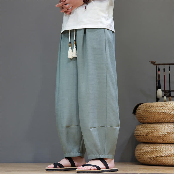 Buddha Stones Sommerliche Herren-Haremshose mit Kordelzug, elastischem Bund und Taschen - image 2