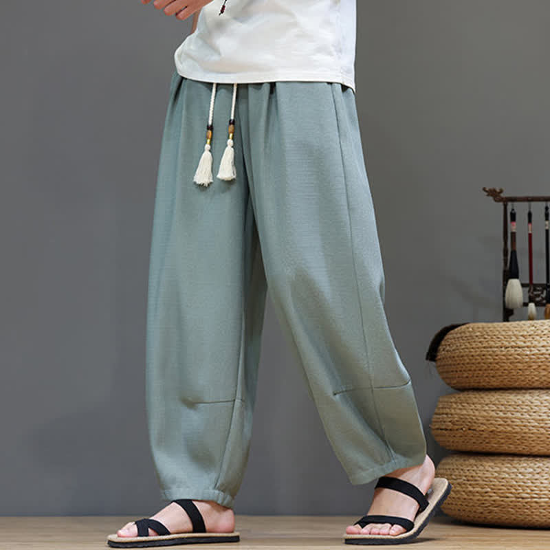 Buddha Stones Sommerliche Herren-Haremshose mit Kordelzug, elastischem Bund und Taschen - image 1