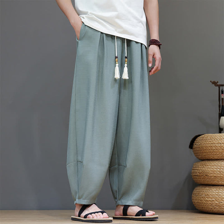 Buddha Stones Sommerliche Herren-Haremshose mit Kordelzug, elastischem Bund und Taschen - Kadettenblau - US/ UK/AU46, EU56 (5XL) - image 0