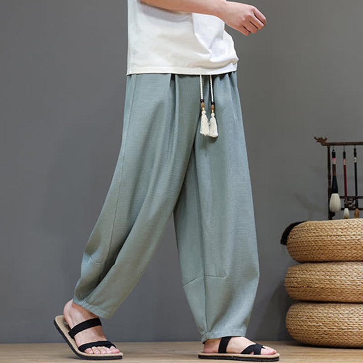 Buddha Stones Sommerliche Herren-Haremshose mit Kordelzug, elastischem Bund und Taschen - image 3