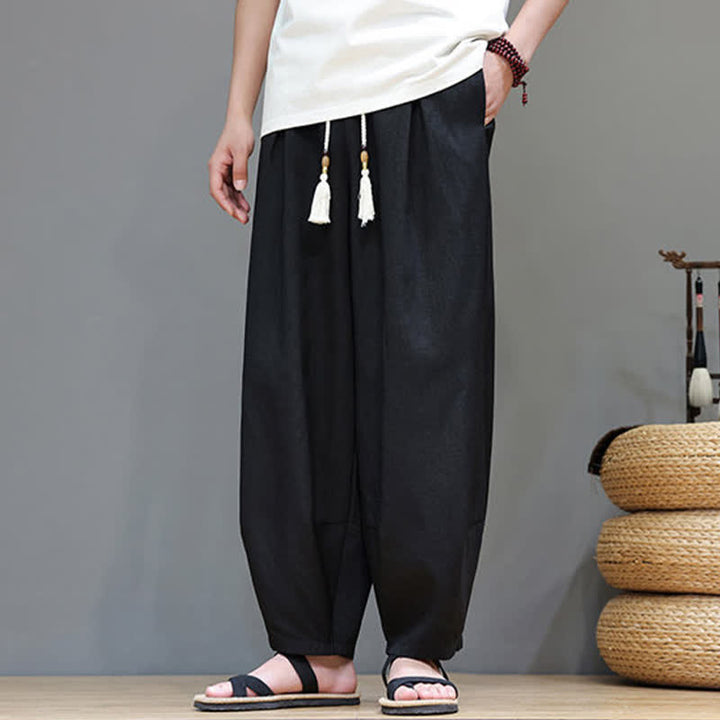 Buddha Stones Sommerliche Herren-Haremshose mit Kordelzug, elastischem Bund und Taschen - image 26