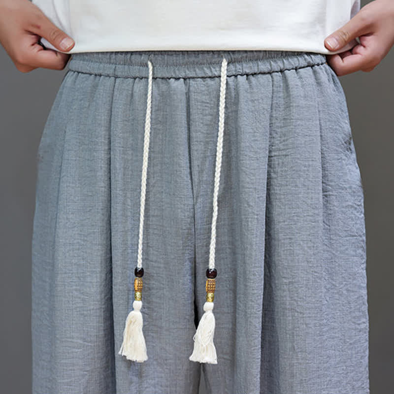 Buddha Stones Minimalistische, einfarbige Herren-Sommerhose mit elastischem Bund, schmal zulaufendem Bein und Taschen - image 18