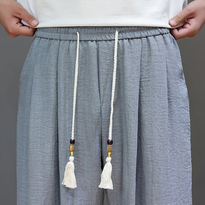 Buddha Stones Minimalistische, einfarbige Herren-Sommerhose mit elastischem Bund, schmal zulaufendem Bein und Taschen - image 18