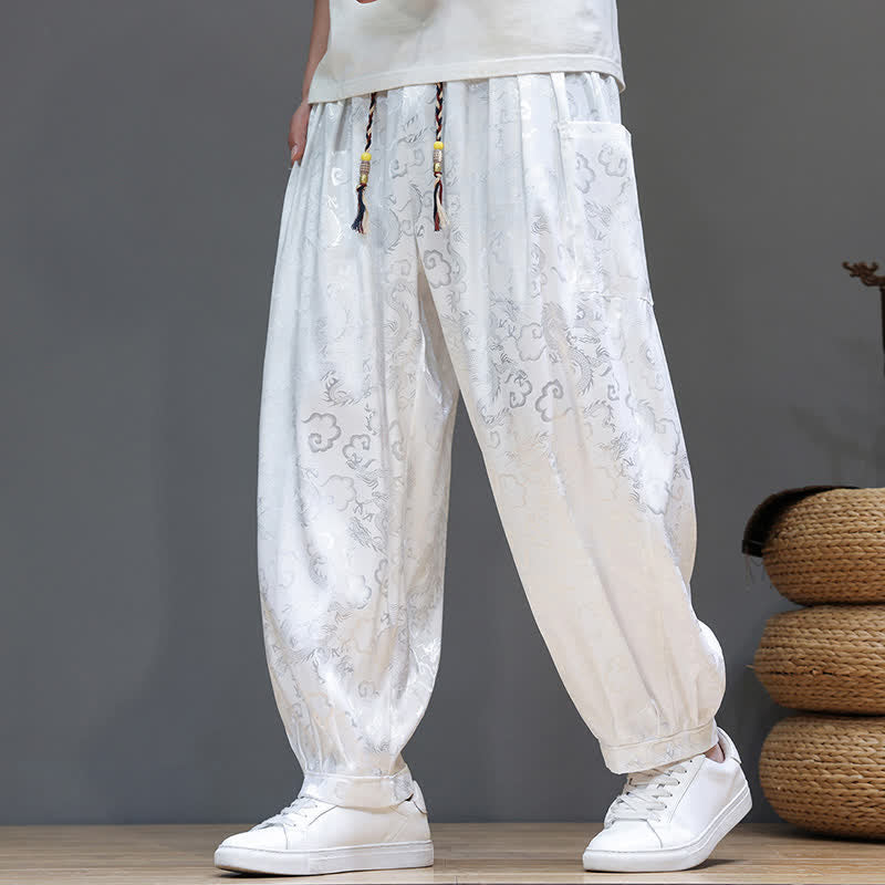 Buddha Stones Sommerliche Herren-Haremshose mit Kordelzug, Wolkenmuster, elastischem Bund und Taschen - image 19