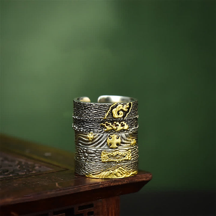 Buddha Stones Mount Everest Garuda Kupfer Verstellbarer Weisheitsring - image 15