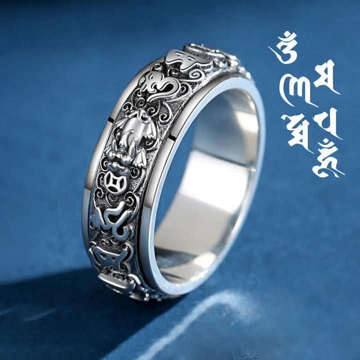 Buddha Stones Pixiu Om Mani Padme Hum Kupfer-Drehring - 21,6 mm - image 0