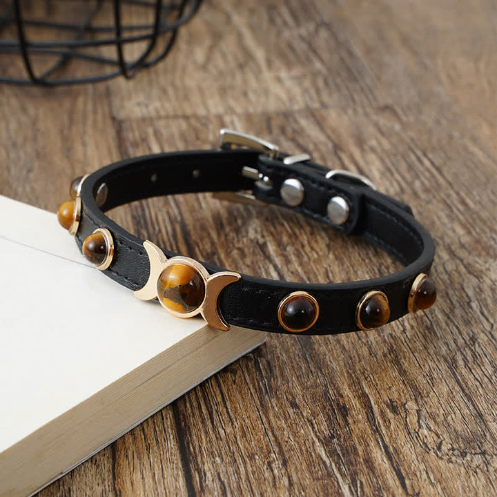 Buddha Stones Verstellbares Halsband aus Tigerauge-Leder, Mut-Anhänger für Katzen und Hunde - image 2