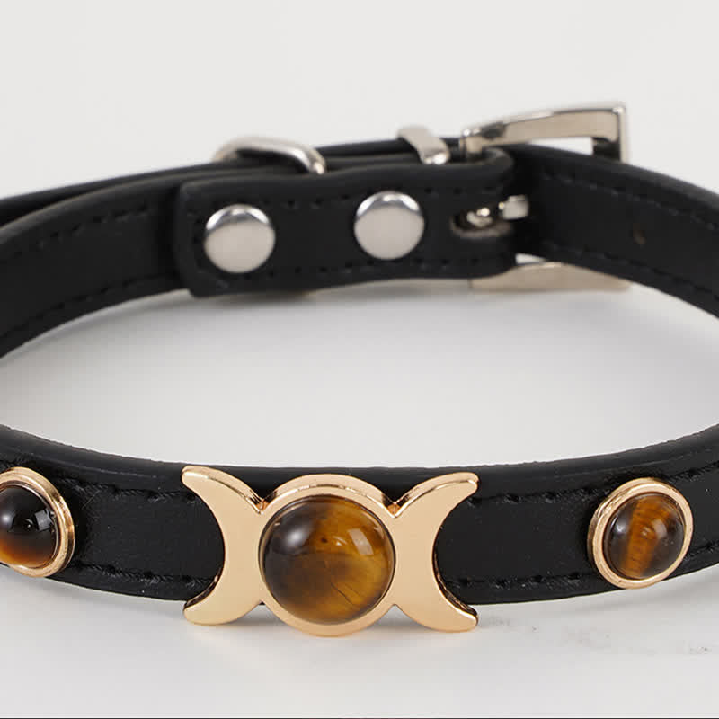 Buddha Stones Verstellbares Halsband aus Tigerauge-Leder, Mut-Anhänger für Katzen und Hunde - image 8