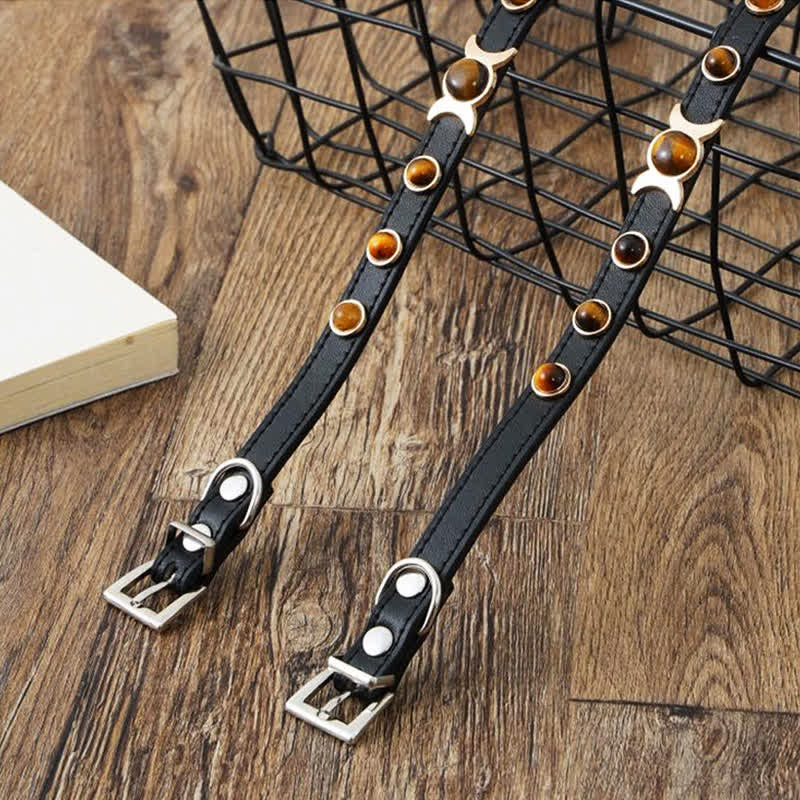 Buddha Stones Verstellbares Halsband aus Tigerauge-Leder, Mut-Anhänger für Katzen und Hunde - image 13