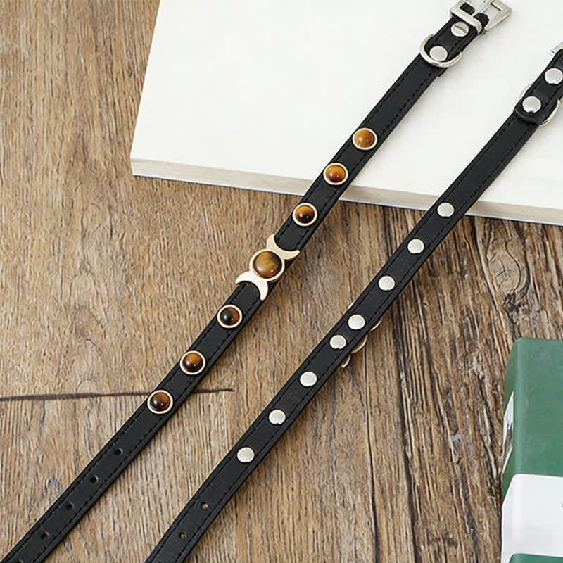 Buddha Stones Verstellbares Halsband aus Tigerauge-Leder, Mut-Anhänger für Katzen und Hunde - image 12