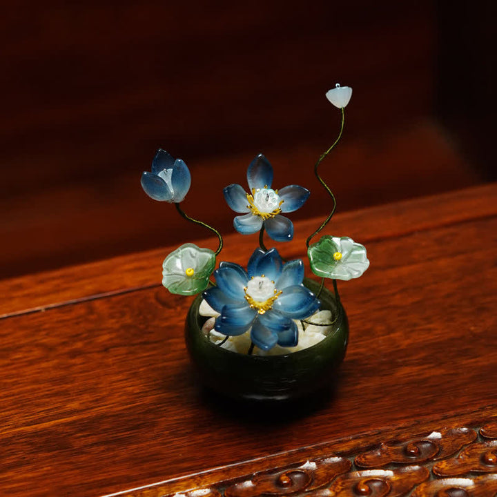 Buddha Stones Handgefertigter Lotus Liuli Blumentopf – Achtsame Wohndekoration - image 2