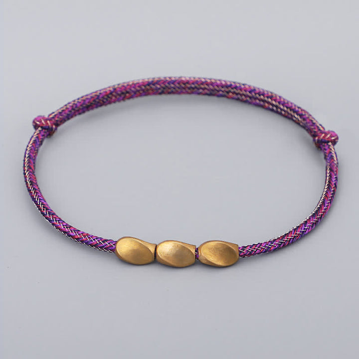Buddha Stones Mehrfarbiges Balance-Armband aus gold-kupferfarbenen Perlen - Dunkelrosa - image 4