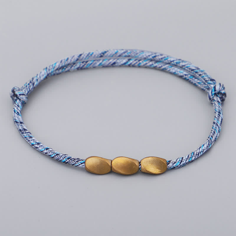 Buddha Stones Mehrfarbiges Balance-Armband aus gold-kupferfarbenen Perlen - Himmelblau - image 6