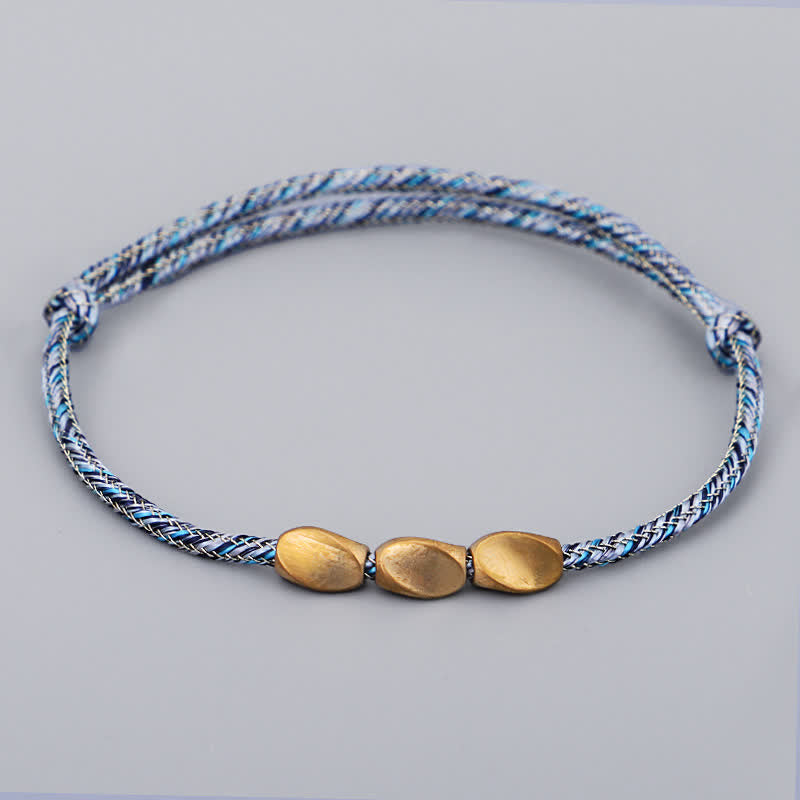 Buddha Stones Mehrfarbiges Balance-Armband aus gold-kupferfarbenen Perlen - Blau - image 7