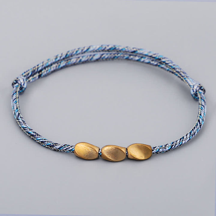Buddha Stones Mehrfarbiges Balance-Armband aus gold-kupferfarbenen Perlen - Blau - image 7