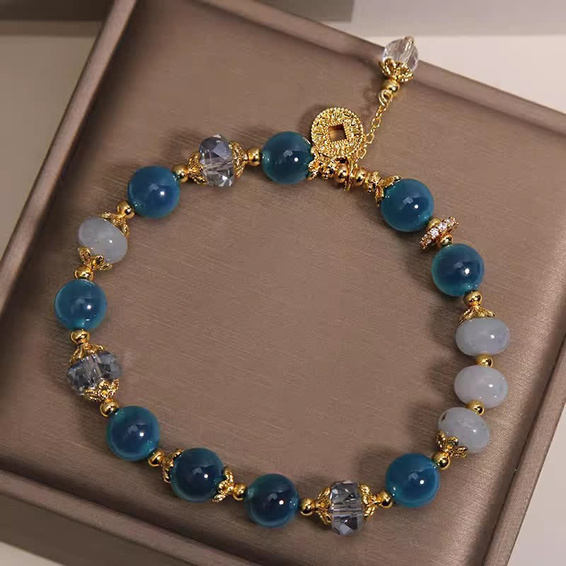 Buddha Stones Blaues natürliches Bonbonachat-Kupfer-Münz-Bastelarmband - image 1