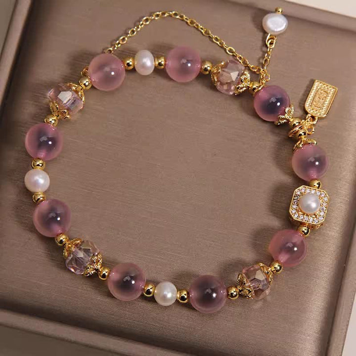 Buddha Stones Heilendes Armband aus rosa Natur-Achatperlen - image 4
