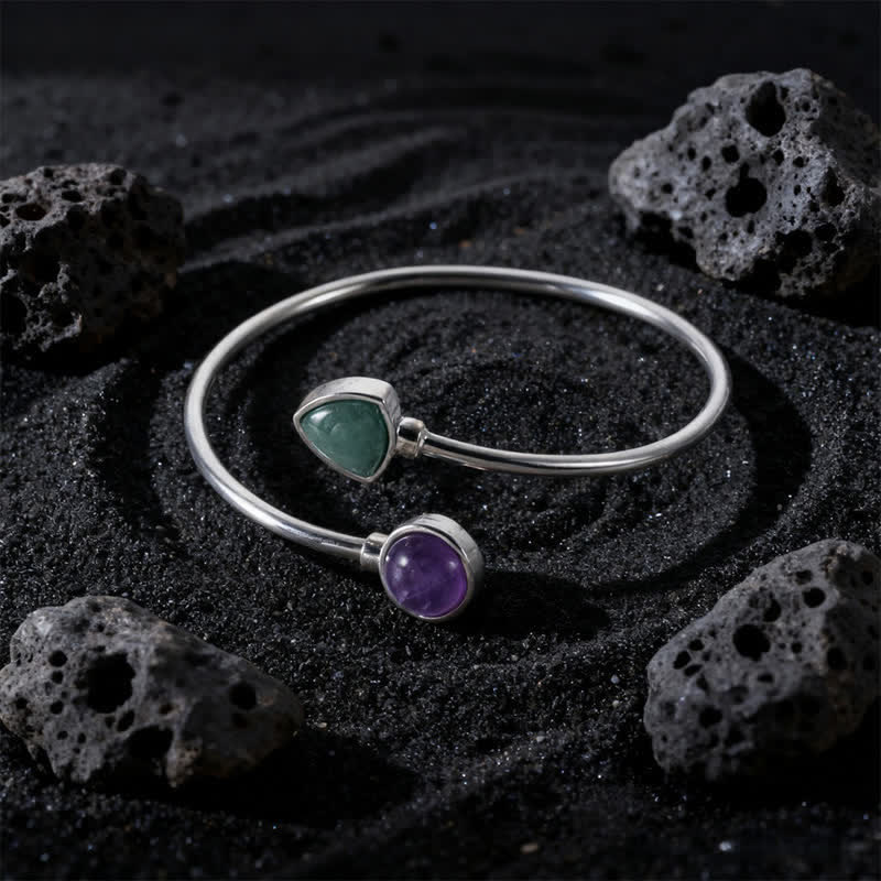 Buddha Stones Amazonit-Armband mit verschiedenen Kristallen, offen und verstellbar - Natürlicher Amethystgrüner Aventurin (Farbe kann variieren) - image 16