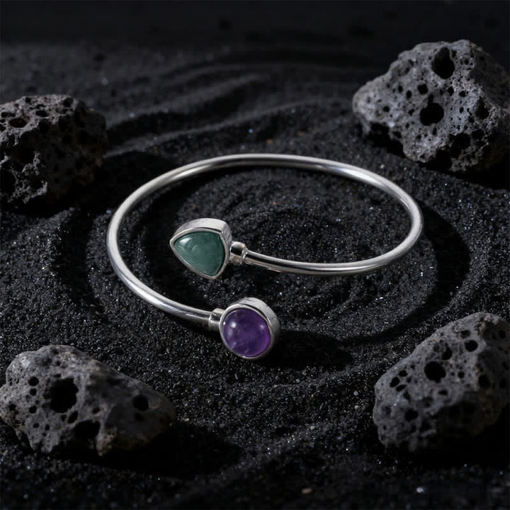 Buddha Stones Amazonit-Armband mit verschiedenen Kristallen, offen und verstellbar - Natürlicher Amethystgrüner Aventurin (Farbe kann variieren) - image 16