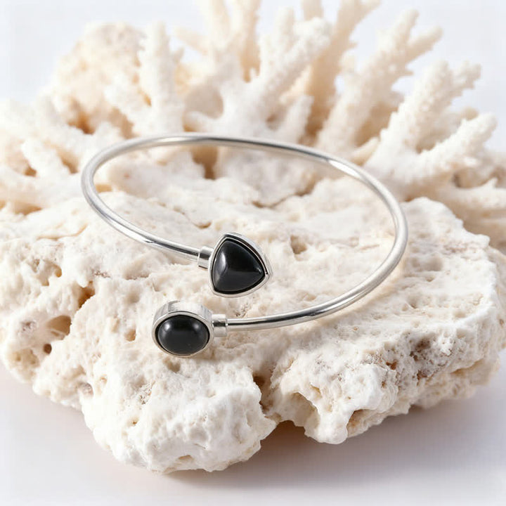 Buddha Stones Amazonit-Armband mit verschiedenen Kristallen, offen und verstellbar - Natürlicher schwarzer Obsidian (Farbe kann variieren) - image 4