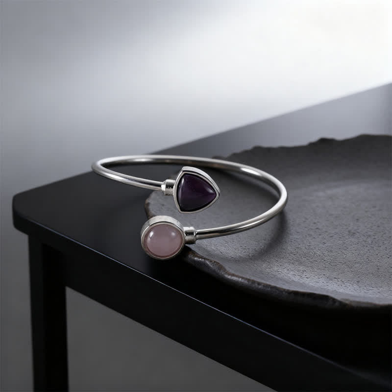 Buddha Stones Amazonit-Armband mit verschiedenen Kristallen, offen und verstellbar - Natürlicher Rosenquarz-Amethyst (Farbe kann variieren) - image 15