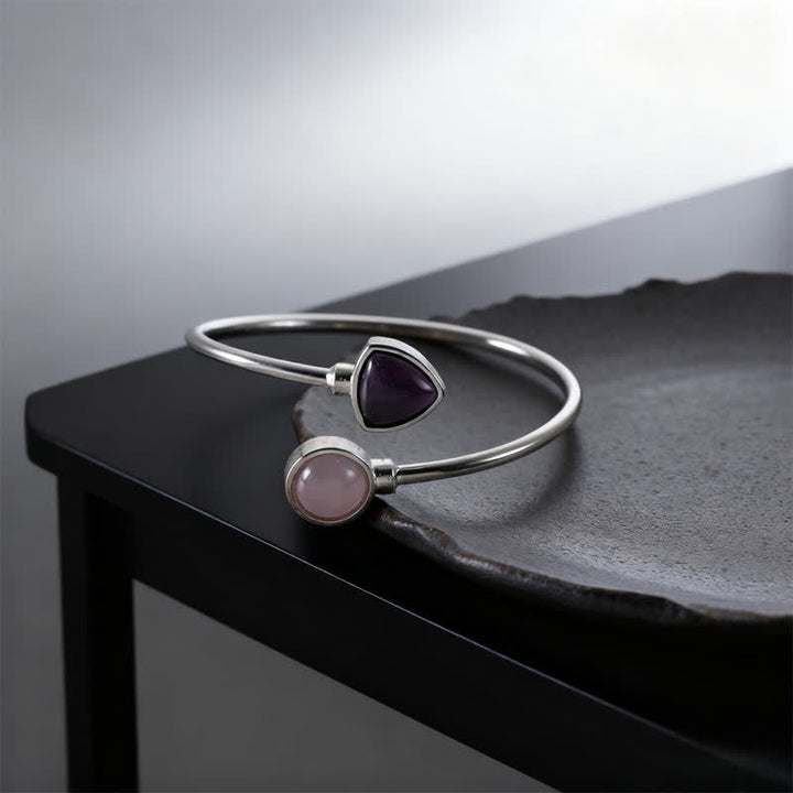Buddha Stones Amazonit-Armband mit verschiedenen Kristallen, offen und verstellbar - Natürlicher Rosenquarz-Amethyst (Farbe kann variieren) - image 15