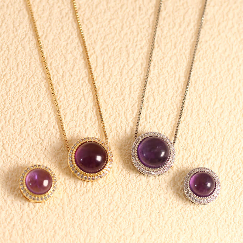 Buddha Stones Natürliche Rosenquarz-Halskette mit mehreren Kristallperlen - Natürlicher Amethyst (Farbe kann variieren) - 10 mm Perlenkette aus Silber - image 9
