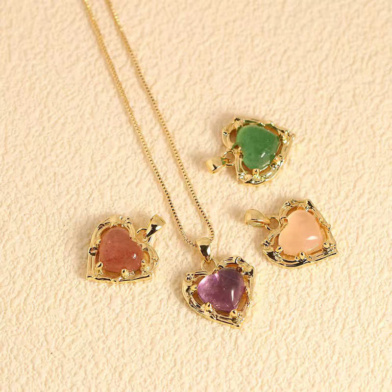 Buddha Stones Halskette mit herzförmigem, ausbalanciertem Amethyst-Kristall-Einsatz - image 16