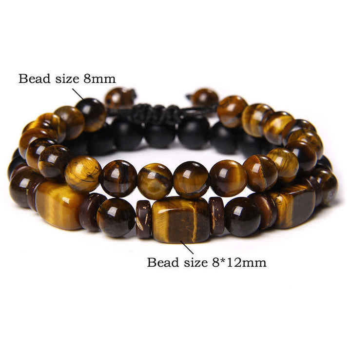 Buddha Stones 2er-Packung Tigerauge-Hämatit-Quadrat-Doppelwickelperlen-Armband - 2 Stück Tigerauge (Handgelenkumfang: 16–17 cm) - image 3