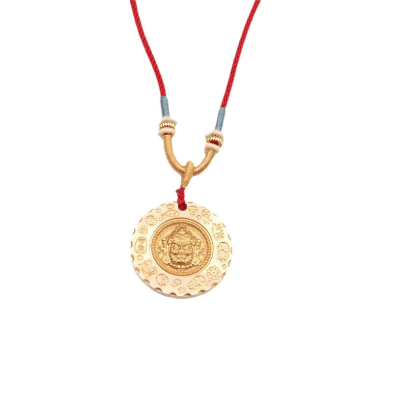 Buddha Stones Tibetische gelbe Jambhala-Halskette mit Anhänger aus Legierung – Schutz für den Gott des Reichtums - image 10