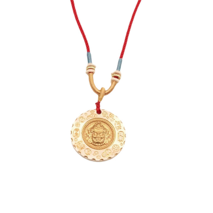 Buddha Stones Tibetische gelbe Jambhala-Halskette mit Anhänger aus Legierung – Schutz für den Gott des Reichtums - image 10